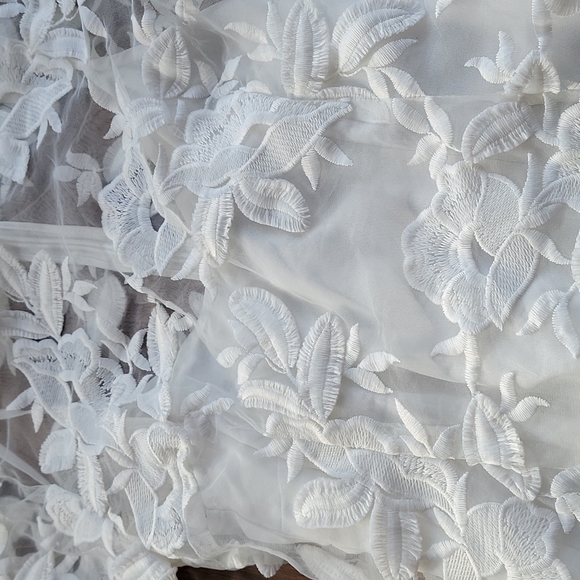 Topshop Longsleeve White Floral Applique Mini Dress - Picture 6 of 10